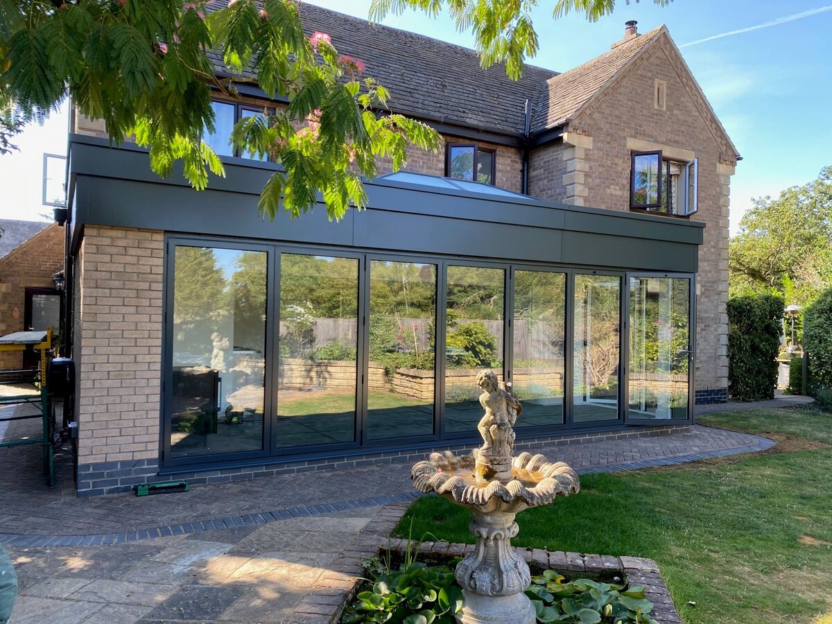 Finished extension with bifold doors closed