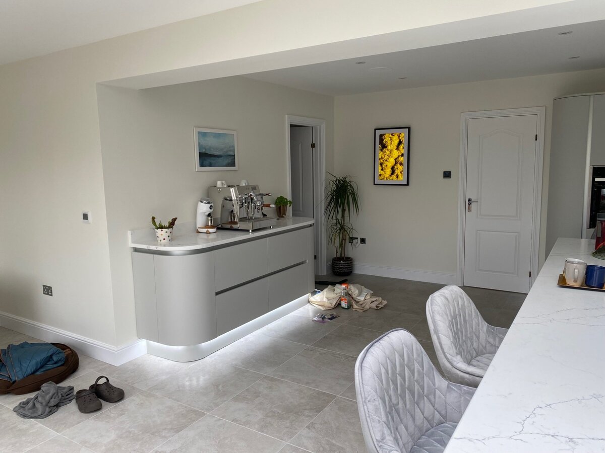 Kitchen with under-counter LED lighting